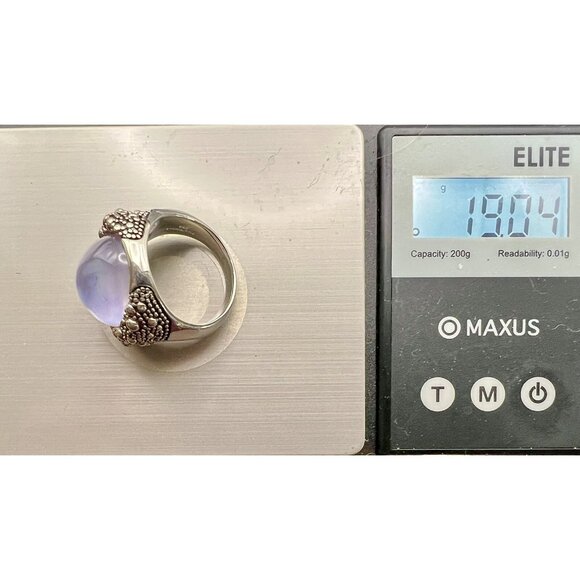 Michael Dawkins Sterling Starry Night Oval Doublet MOP & Amethyst Crystal Ring 8 - Picture 12 of 13